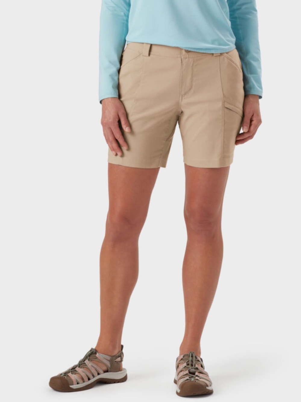 Duluth Trading Co Dry On The Fly 7" Shorts Khaki Womens Size 16